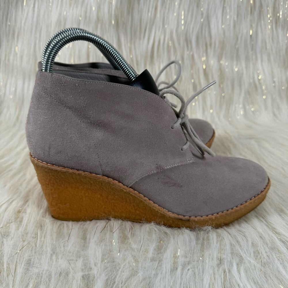 Cole Haan Womens Gray Platform Wedge Tie Up Suede Leather Ankle Booties 8B - Picture 5 of 11
